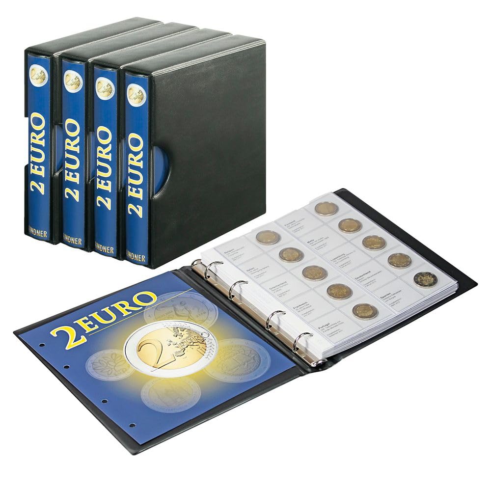 LINDNER Das Original Illustrated Album for 2 Euro - Commemorative Coins Volume 1-5 (chronologically) incl. Slip Case - Special Edition