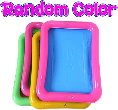 Vista 2 de Topwon Bandeja de arena inflable para niños, caja de arena portátil con moldes, color aleatorio (color al azar, 23 x 17)