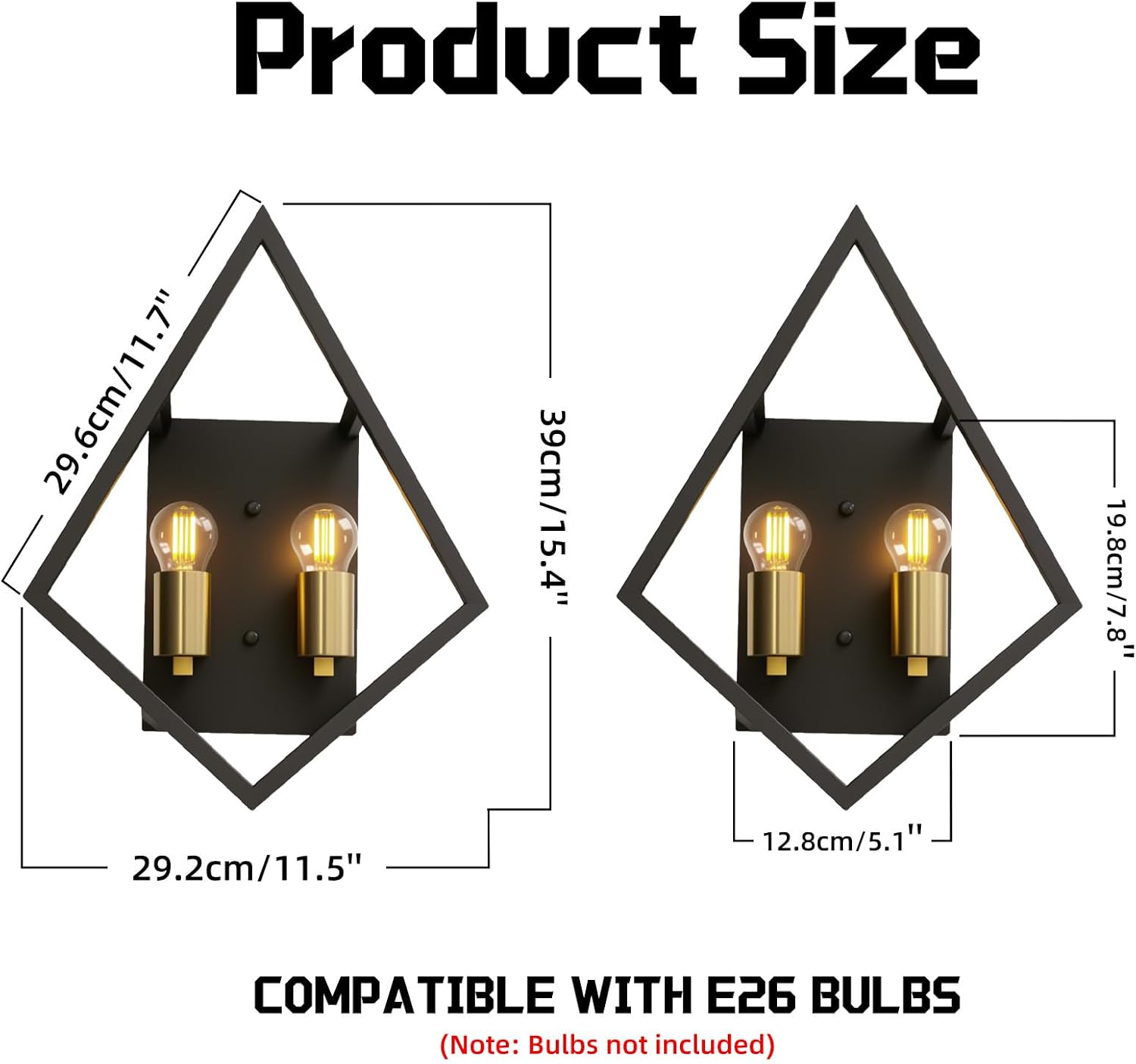 Modern Wall Sconces, Black Gold Bathroom Wall Sconces,Industrial Hall Lights for Wall(No Bulbs)
