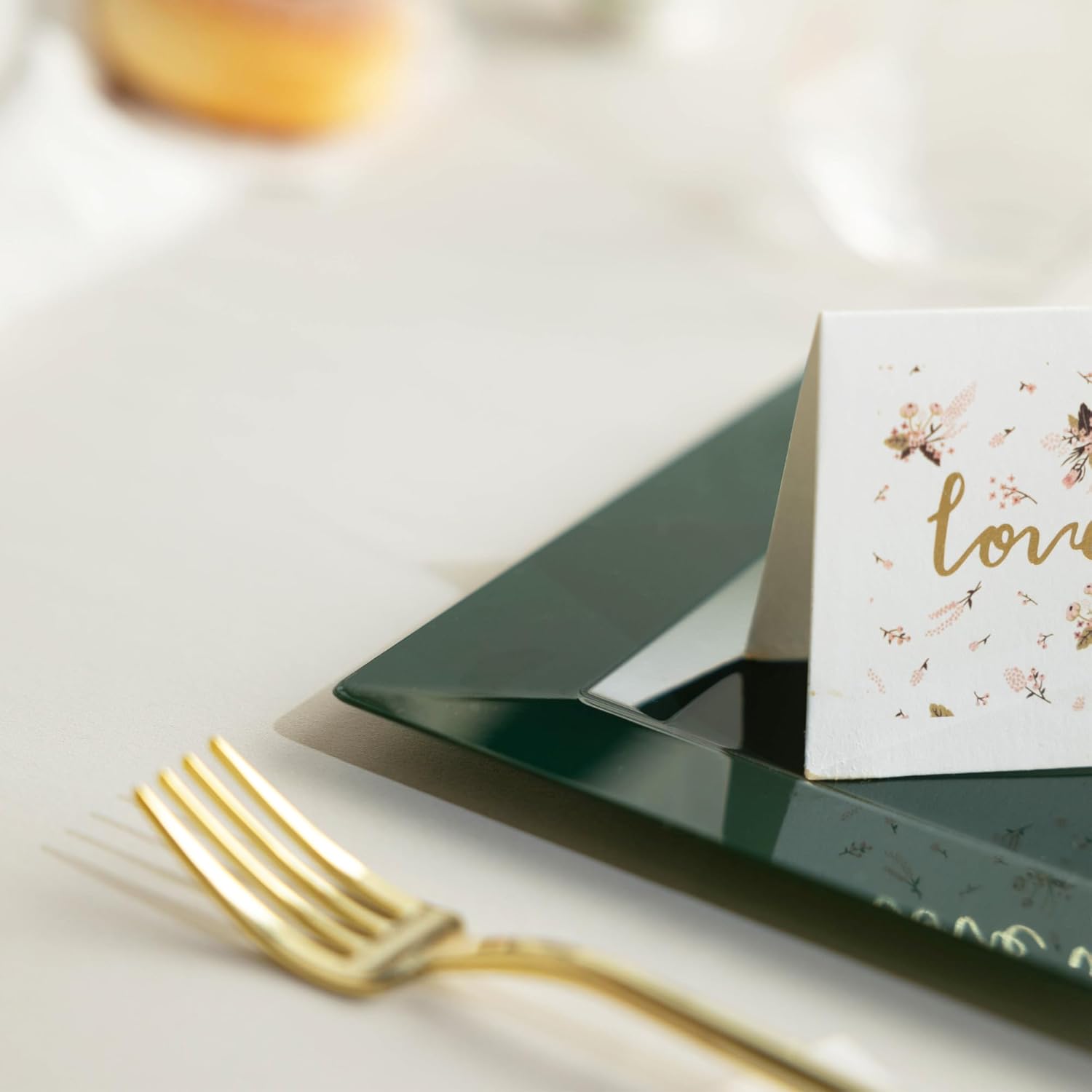 100 Pack Green Plastic Square Dessert Plates, 6.5" Disposable Salad Plates Heavy Duty Plates for Party, Wedding, Christmas, Easter