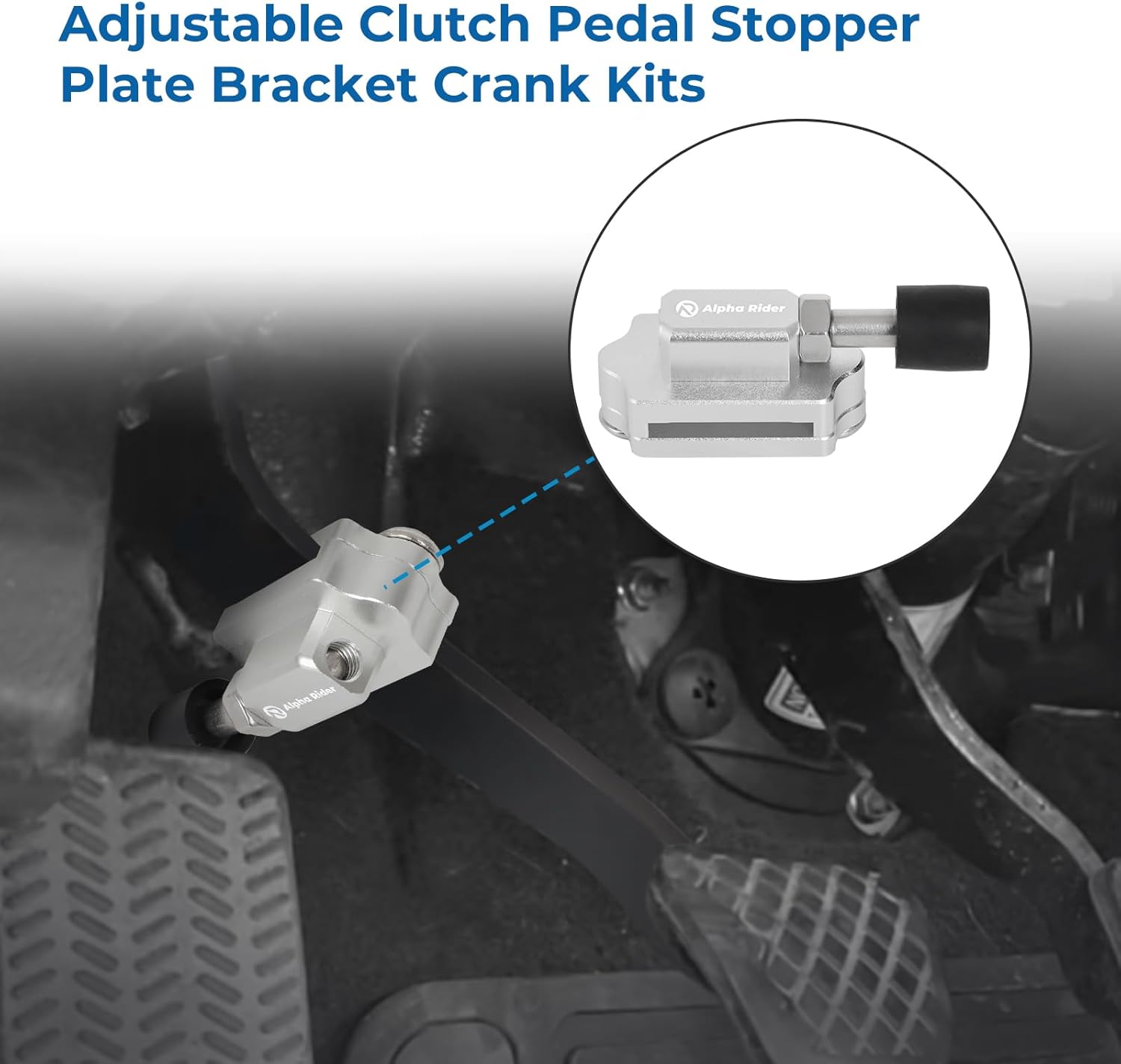 motoparty Clutch Pedal Stopper Plate Bracket Crank Kits for Acura Honda Civic Adjustable Easy Installation Billet Aluminum Clutch Accessories Silver/Black