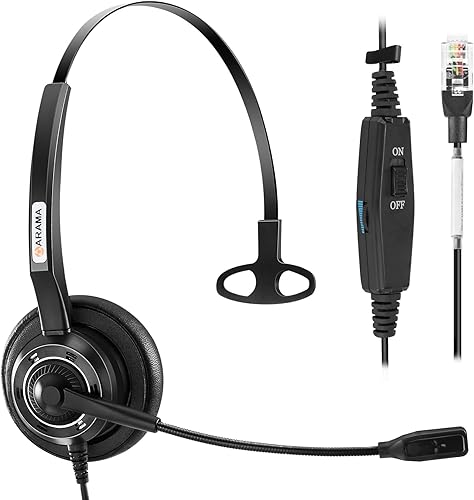 Auriculares RJ9 con micrófono con cancelación de ruido e interruptor de silencio, auriculares compatibles con Polycom VoIP VVX311 VVX411 VVX310