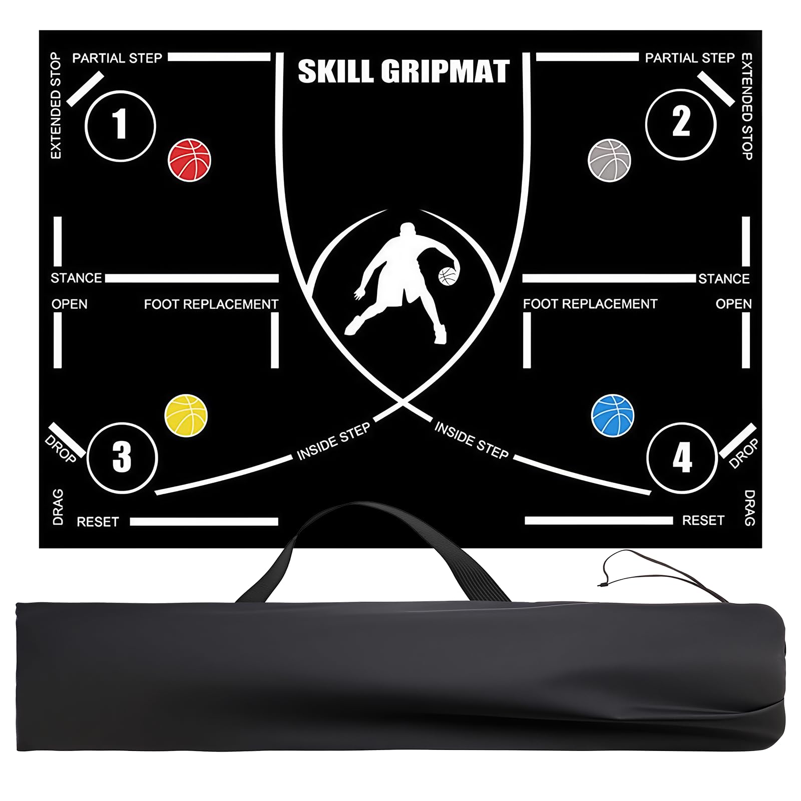 Tapis de basket-ball, de football, antidérapant, pour le sport, grand format, pour l'entraînement des pas, l'intérieur et l'extérieur