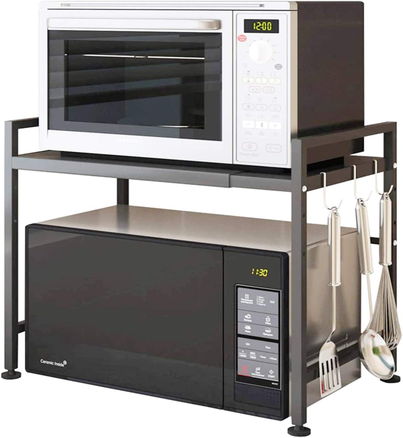 Microwave Oven Rack Shelf Carbon Steel Kitchen Organizer Office Monitor