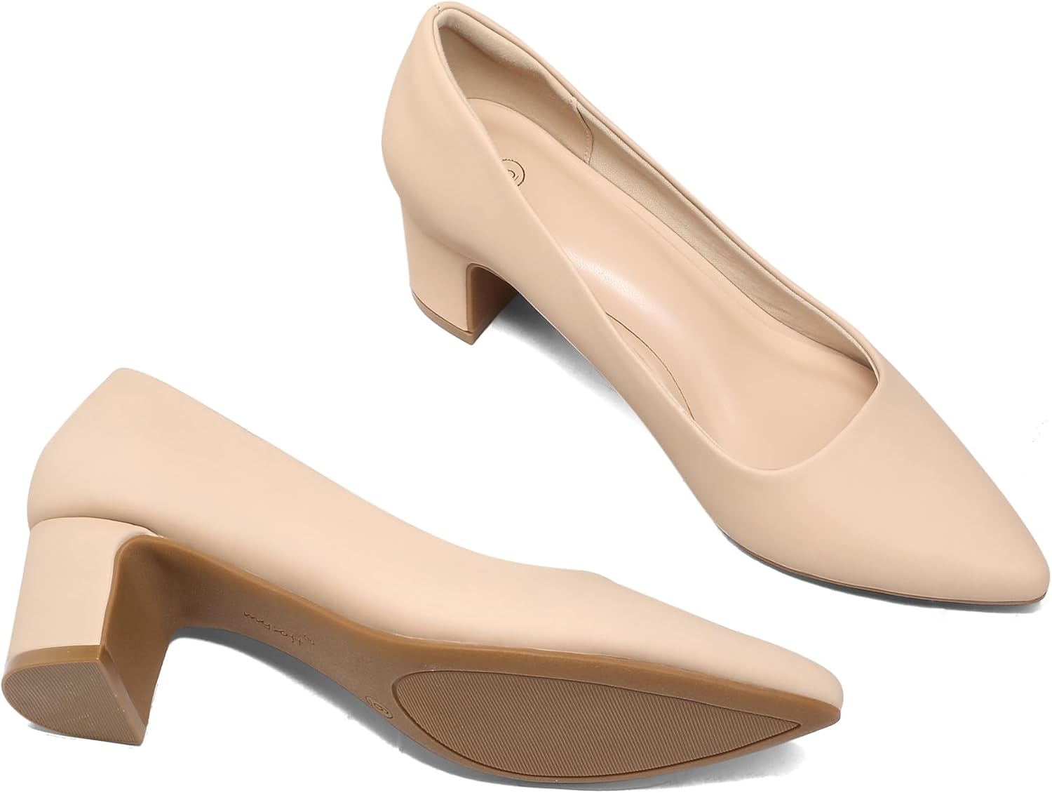 mysoft Women's Pointed Toe Pumps 2 Inch Chunky Block Low Heels Dressy Shoes Slip On Pumps - Image 5