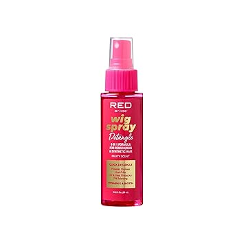 Red by Kiss Wig Spray, Extra Shine & Detangling Control for Remy, Human, Synthetic Hair, UV & Heat Protection, PH Balance & Long-Lasting Fragrance 2oz, Detangling