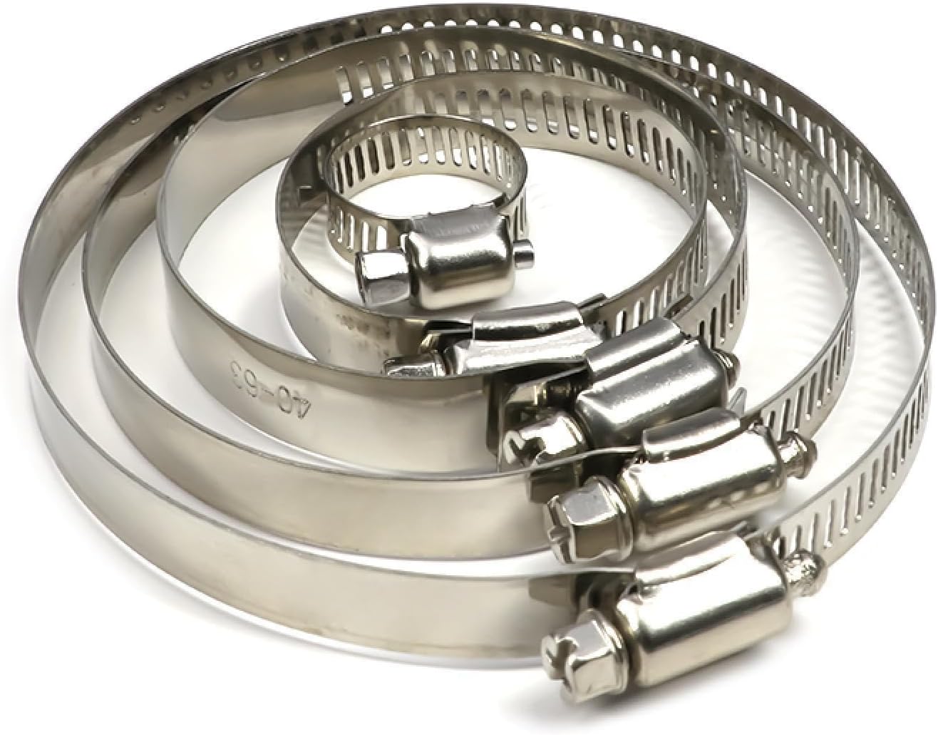 8-120mm Adjustable Hose Clamps Stainless Steel Hoop Clamp Worm Gear Hose Clip(27-51mm x 10pcs)