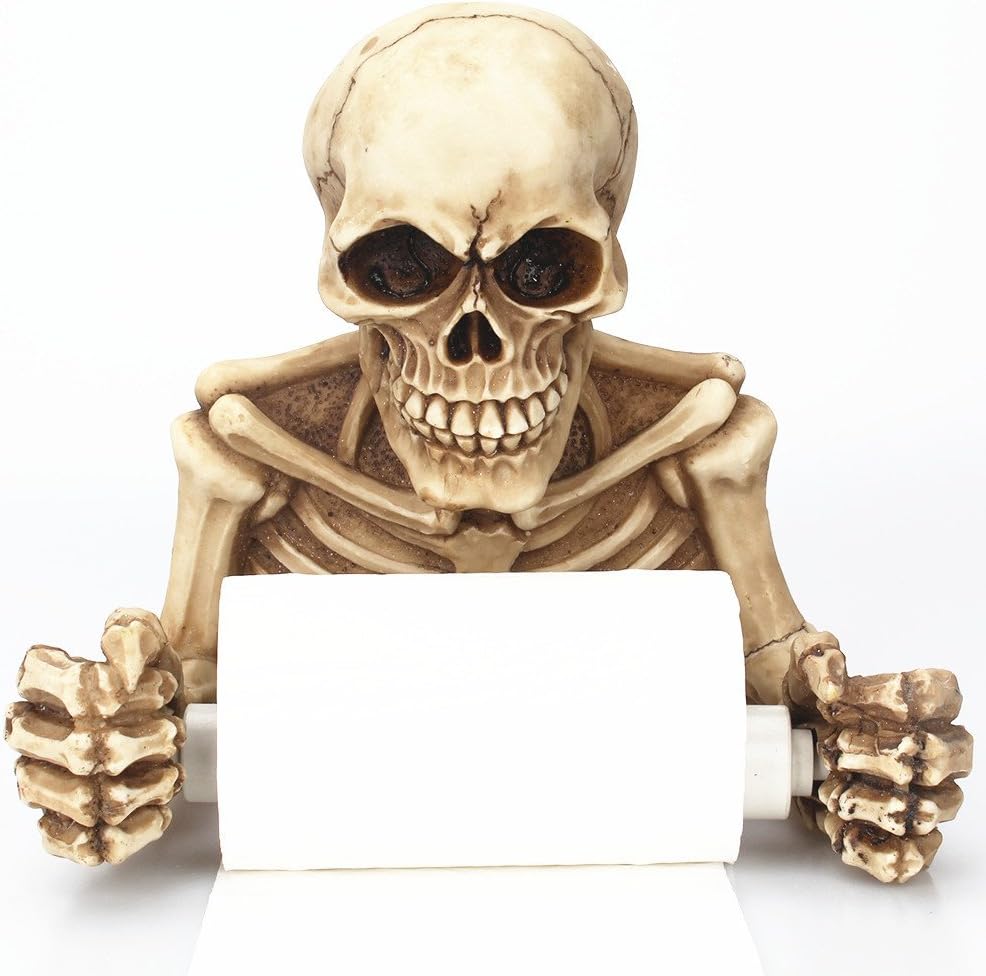Xinhuamei Wall-Mounted Retro Practical Skeleton Paper Towel Holder- Skull Roll Holder, Ghost Festival Bathroom Storage Artifact