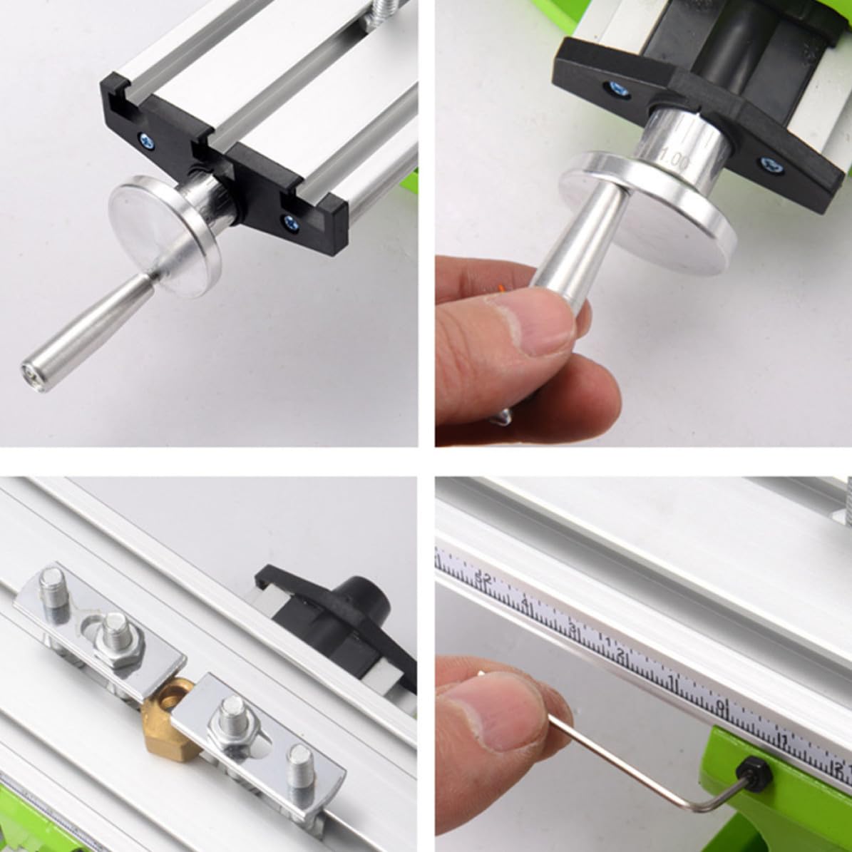 POPETPOP Supporto Fissaggio Stabile Supporto per Trapano ad Alta Precisione a Mano per Trapano in Lega di Alluminio Argento e Verde Chiaro , Mini e Foratura Accurata da Banco