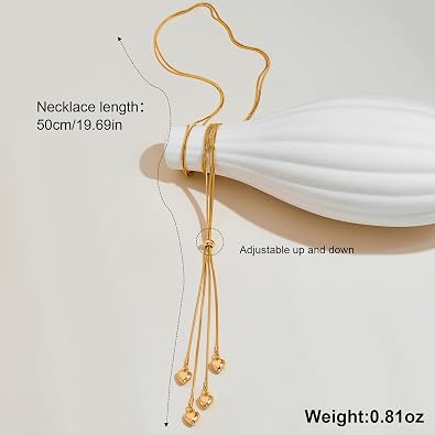 Gold Lariat Long Necklaces for Women - Dainty Heart Pendant Y-Shape Bolo Tie Necklaces, Statement Jewelry | Trendy Body Chain Jewelry for Women Gifts