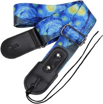 Van Gogh Starry Sky Guitar Strap Adjustable Ukulele Shoulder Strap Wide Thick Acoustic Electric Bass Guitar Ukulele Accessories