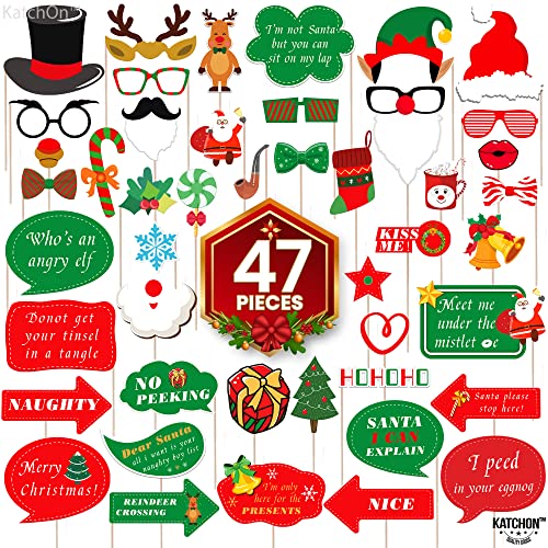 47 Pieces, Christmas Photo Booth Props Kit - Christmas Props For Photography | Christmas Picture Props For Christmas Party Decorations | Christmas Selfie Props For Christmas Decorations, Little Diy #TOP3