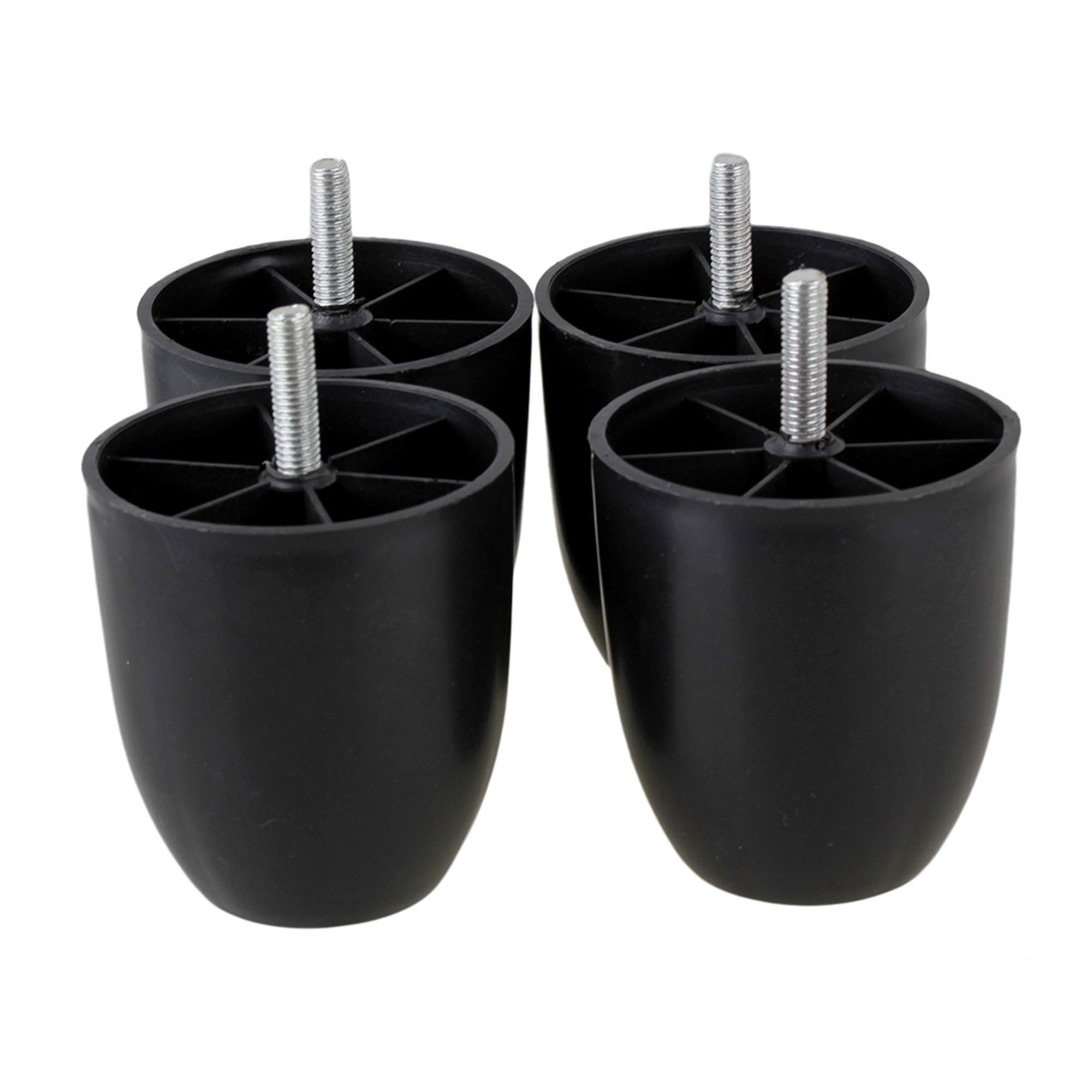 Patas de sofá redondas de plástico negro de 45x72.2x80mm para armarios y mesitas, 4 uds