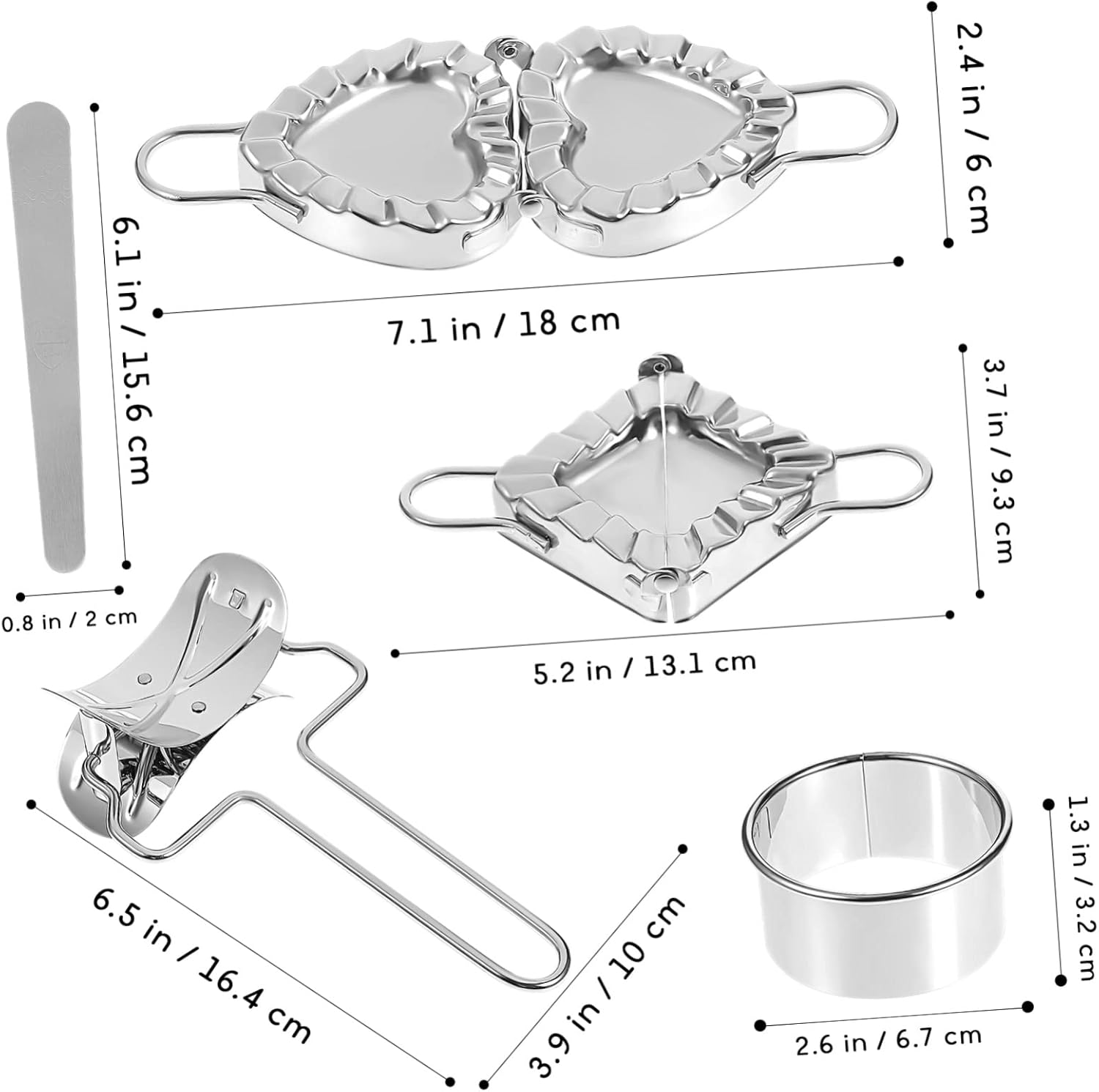 Amosfun Dumpling Maker Mold Set 2 Stainless Steel Dumpling Press Tools Empanadas to Use Adjustable Size Kitchen Accessories