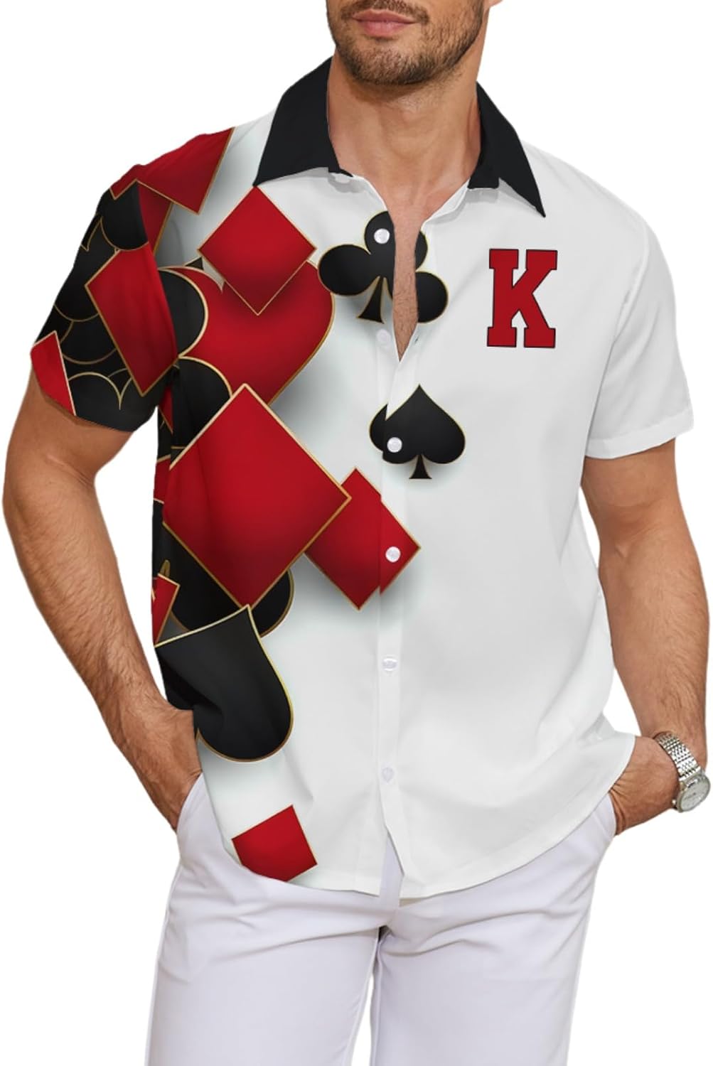 Print Shirt for Men - Short Sleeve Hawaiian Button Down Casual Vacation Shirt