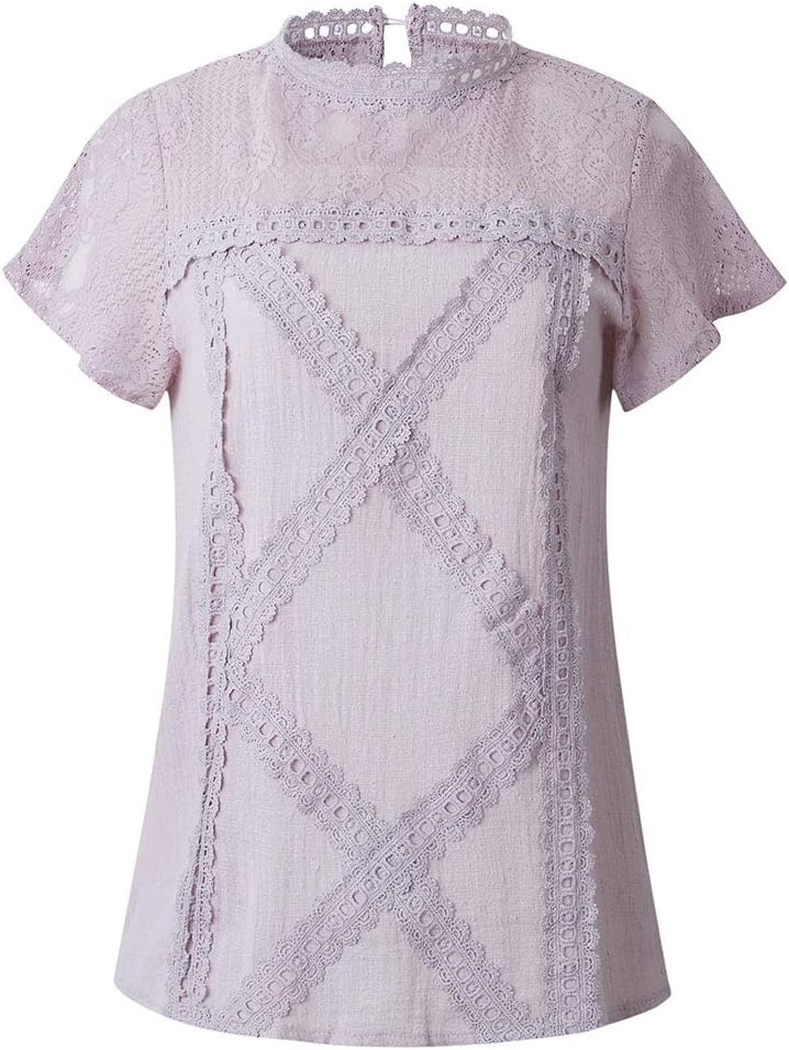 レーストップス♡ Amazon | ZXZY レディース キュート レース ブラウストップ 半袖