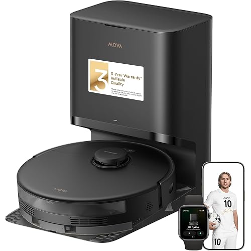 MOVA E30 Pro Plus Robot Vacuum and Mop with Self-Emptying Base | 19,000Pa Powerful Suction, 5L Dust Bag 90-Day Capacity, Anti-Tangle DuoBrush, Extensive Side Brush Cleaning for Home Pet Hair