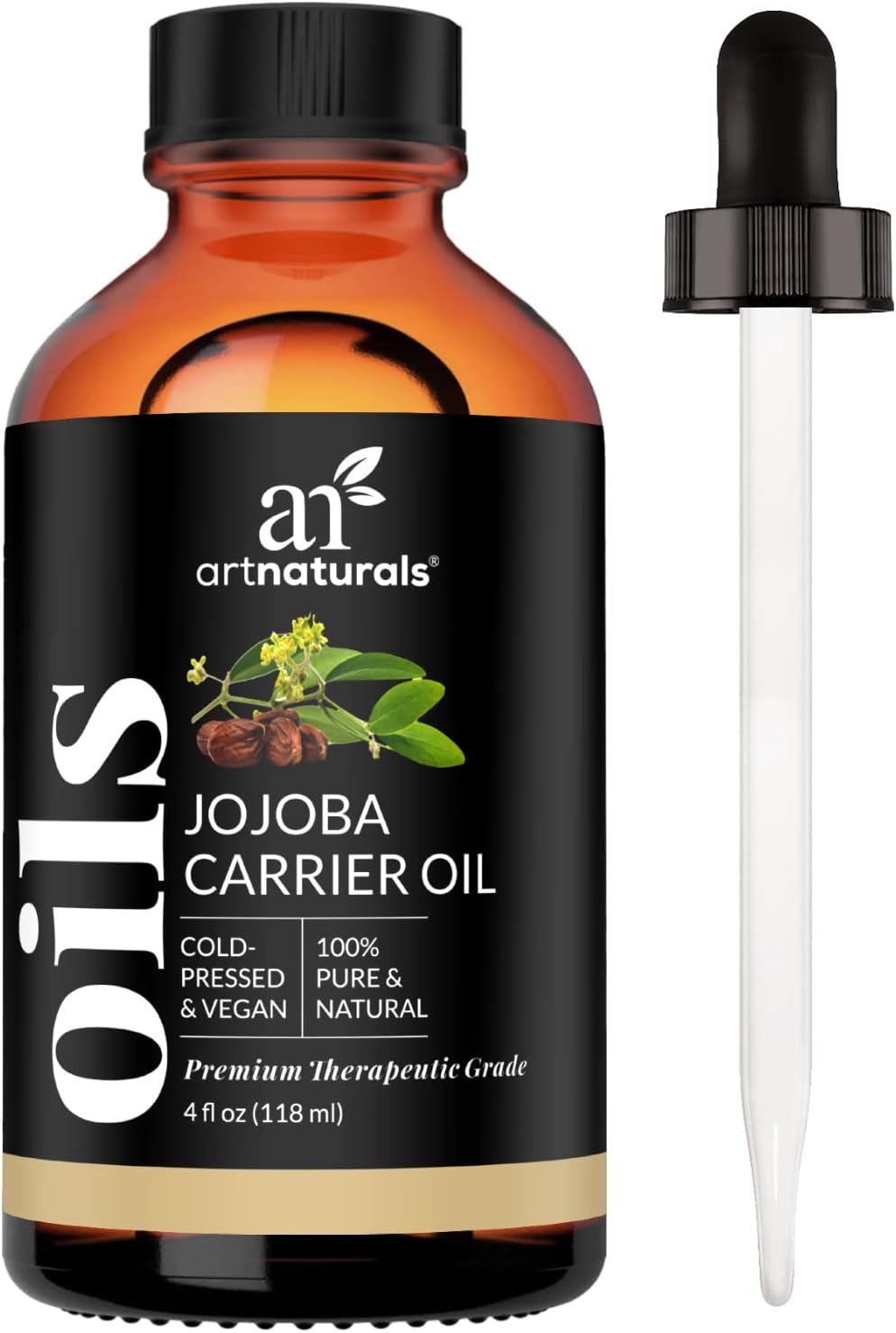 USDA Organic Jojoba Oil - (4 Fl Oz / 120ml) - 100% Pure Golden Cold Pressed Carrier Oil - Sensitive Skin, Face Hair, Nails and Cuticle - Dry Scalp Blemish and Acne Treatment