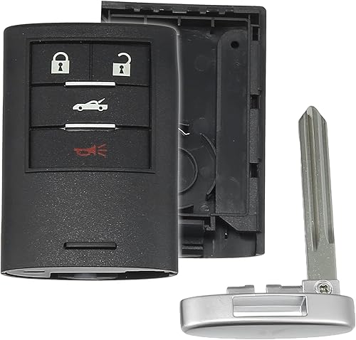 X AUTOHAUX Funda de repuesto para llavero de 4 botones sin llave para Chevy Corvette 2008-2013 para Cadillac XLR 2008-2009 M3N5WY7777A con hoja sin