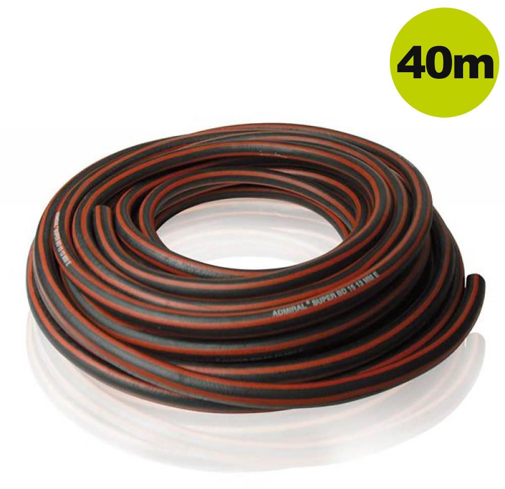 Gartenschlauch Klassischer Voll Gummi Wasserschlauch Admiral Super 40m 3/4" Zoll schwarz/rot auch für Industrie und Bau