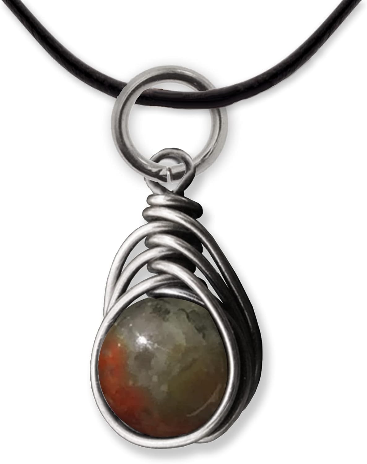 Coprolite Fossil Dinosaur Poop 6mm Herringbone Pendant in Steel, Copper, Bronze, Black Iron, Titanium, Sterling Silver, 14K Gold, Rose Gold, or Black Niobium Wire (Handmade)