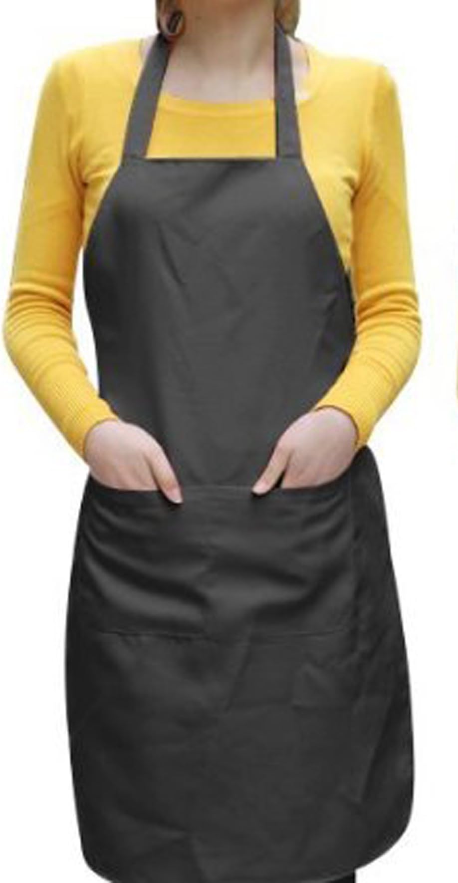 Airwill, 100% Cotton Solid Color Aprons, Sized 65cm in Width & 80cm in Length with 2 Center Pocket, Adjustable Buckle on Top and 2 Long Ties on Both 2 Sides. Pack of 1 Piece