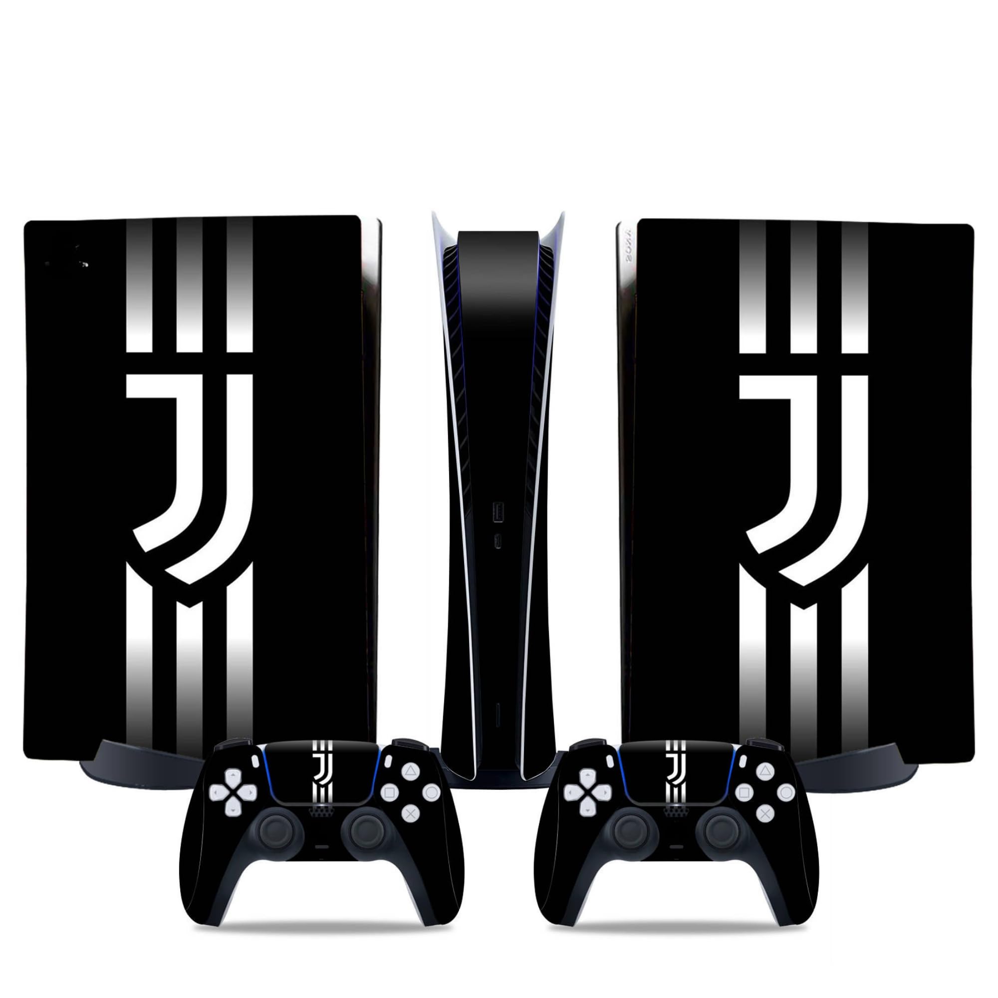 MaD Vision® Extra-Durable Skin Kit per PlayStation 5 (PS5) Digital | Set di Pellicole Adesive in Vinile Opaco per la Console e 2 Controller - per Juventus Design