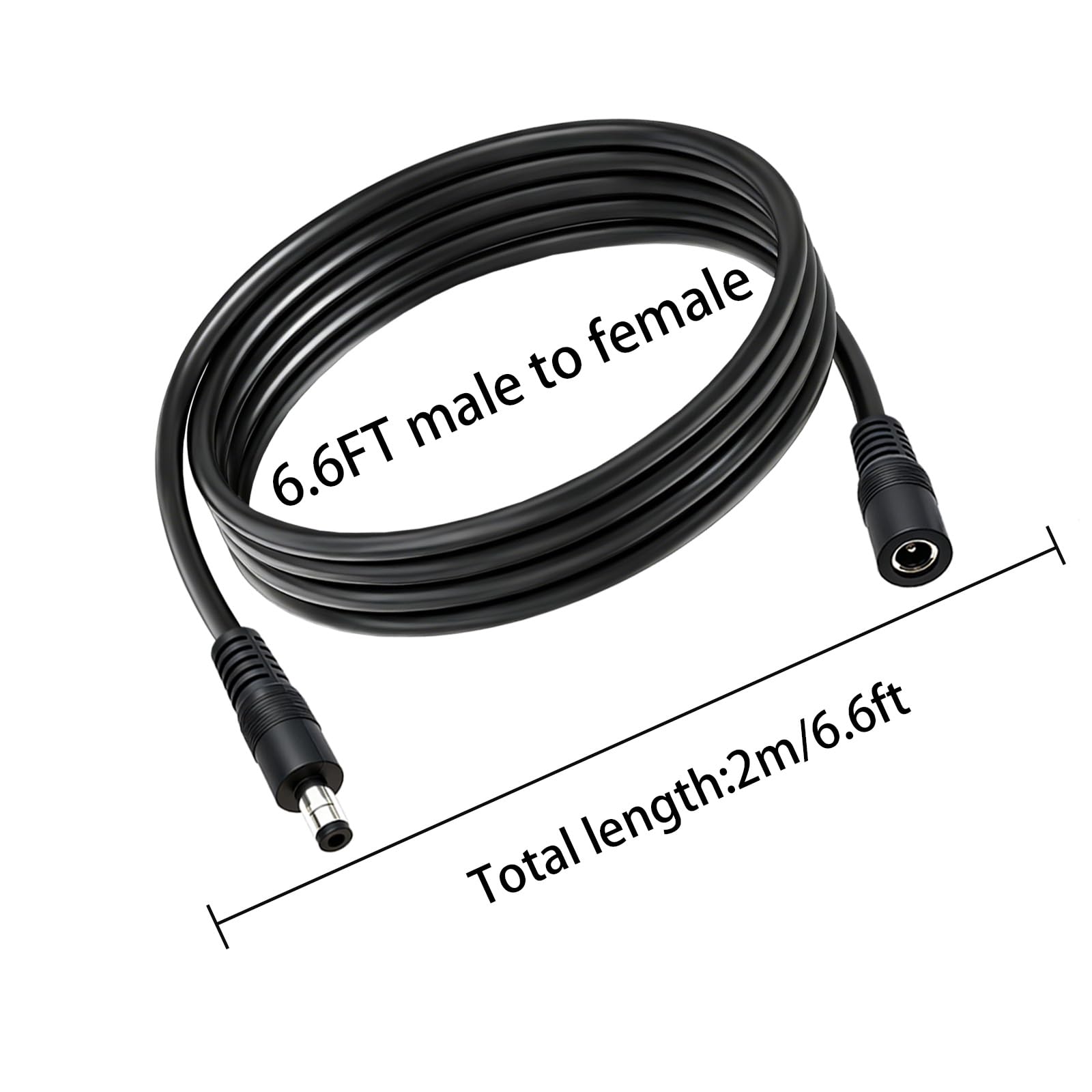 Verlängerungskabel, 14 AWG, Gleichstrom, 5,5 mm x 2,1 mm, 2 Stück | Stecker auf Buchse, 12 V/24 V Hochstrom, für CCTV-Kamera, Solarpanel, Wohnmobil