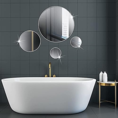 Miniatura 6 de Jetec 40 piezas de espejo redondo de tamaño pequeño, espejo redondo pequeño, espejo adhesivo redondo para manualidades y suministros de proyectos de