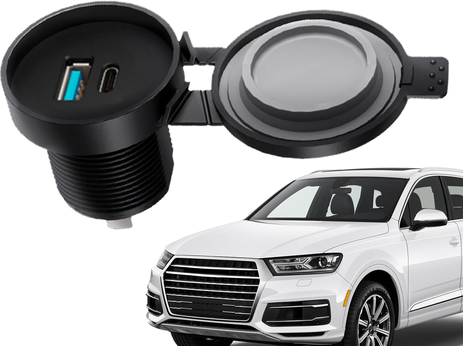 Caricabatteria per telefono da auto, ricarica rapida con doppia porta di uscita | Caricatore rapido con copertura antipolvere | Per telefono tablet moto camion marino da viaggio