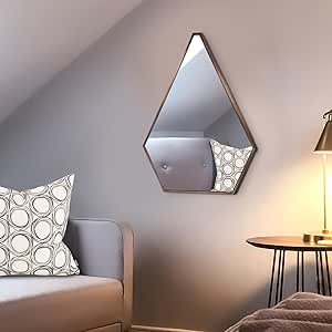Howard Elliott Collection 5 Sided Triangular Wall Hanging Mirror, Brushed Brass Finishished with Metal Frame Accent Mirror Decor for Living Room, Entryway, Bedroom &amp; Bathroom, 24 x 24 Inch, Brass