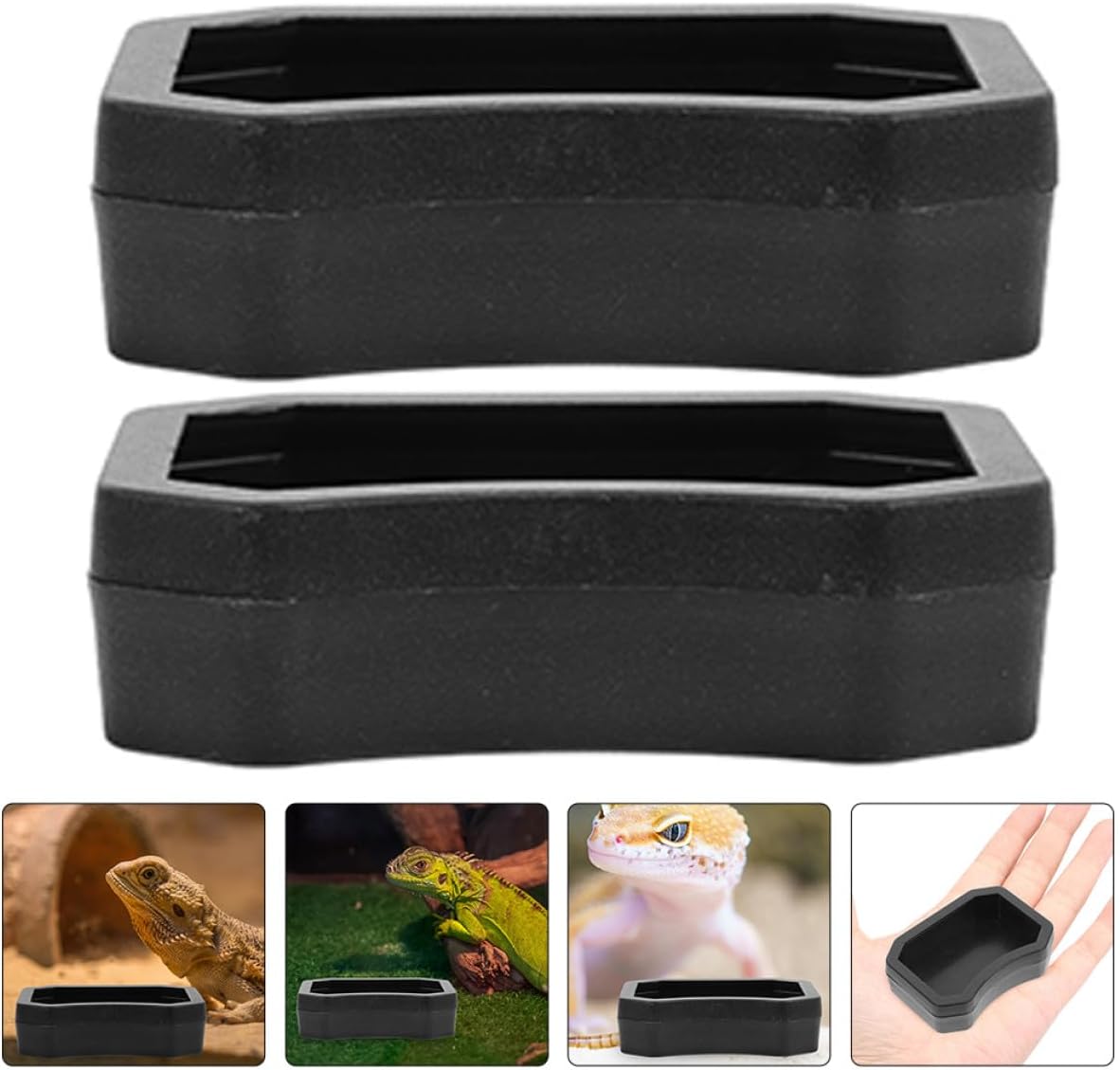 20pcs Reptile Feeding Bowls and Terrarium Water Dishes for Small Lizards Gecko Bearded Dragon Turtle Terrarium Accessories Black