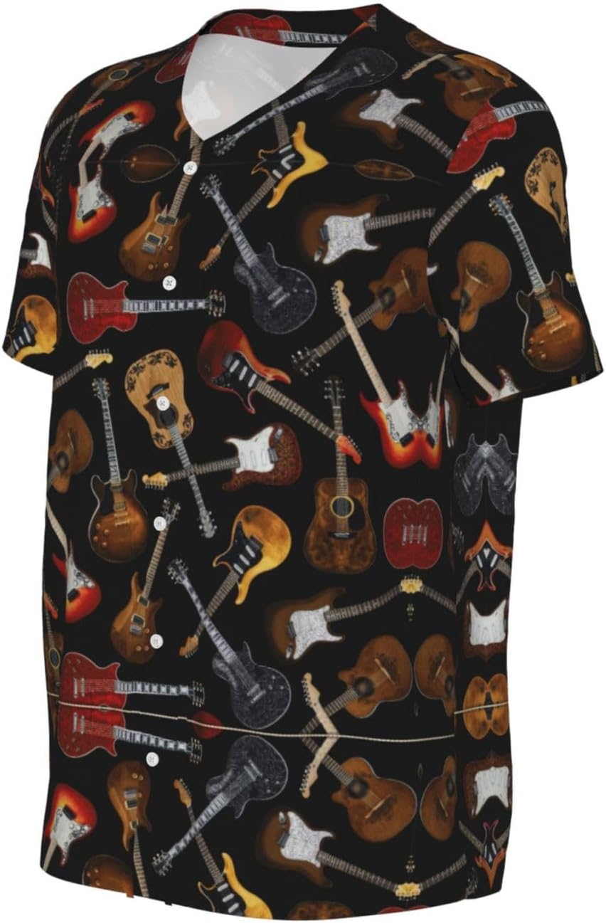 Guitars Stylish Softball Jersey,Personalized and Breathable Baseball Button Down for Men for All Seasons and Occasions