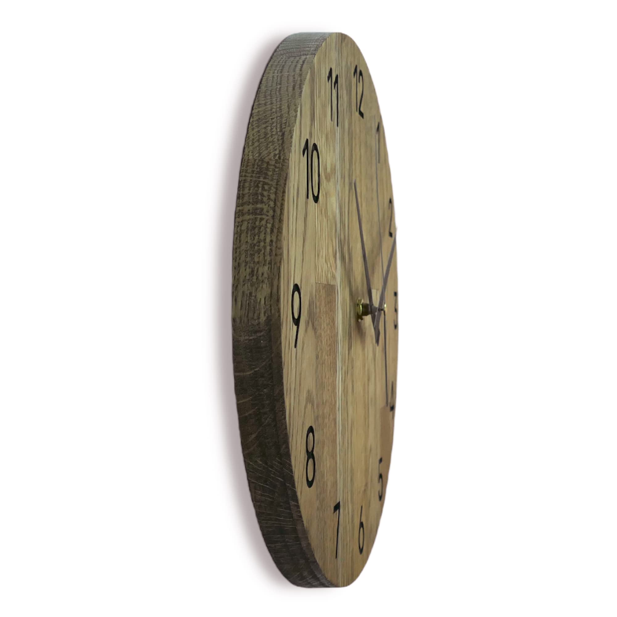 SENTOP Wall Clock MAS002 Real Oak Wood Round Colour Oak Brown Earth 30 x 30 x 2 cm 900 g, Oak - Brown Earth, 30 cm - Image 3
