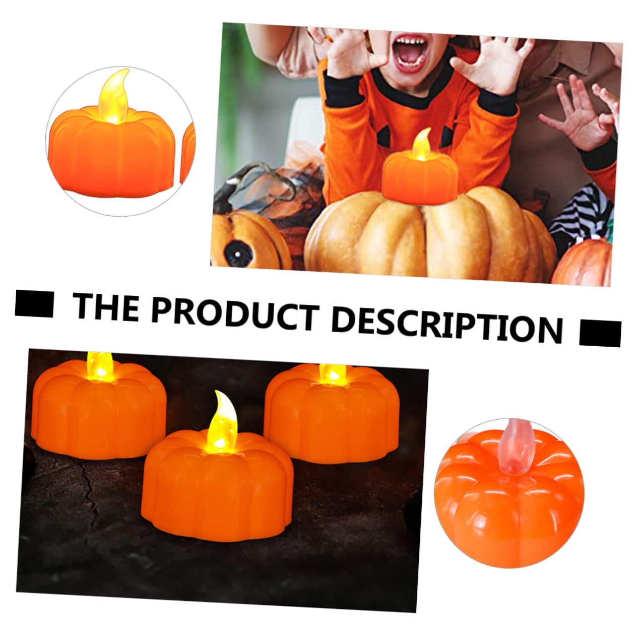 Lot De 12 Citrouilles LED Halloween - Bougies Chauffe-Plat Lumineuses Pour Décoration Festive