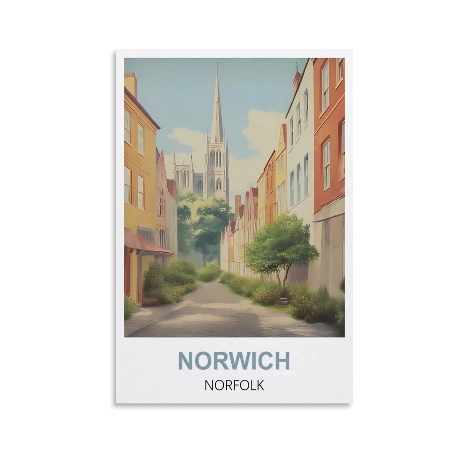 Cyyhgee Unframe-Style Norwich Norfolk Vintage Travel Posters 12X18inch(30X45cm) Canvas Poster Wall Art Living Room Home Decor