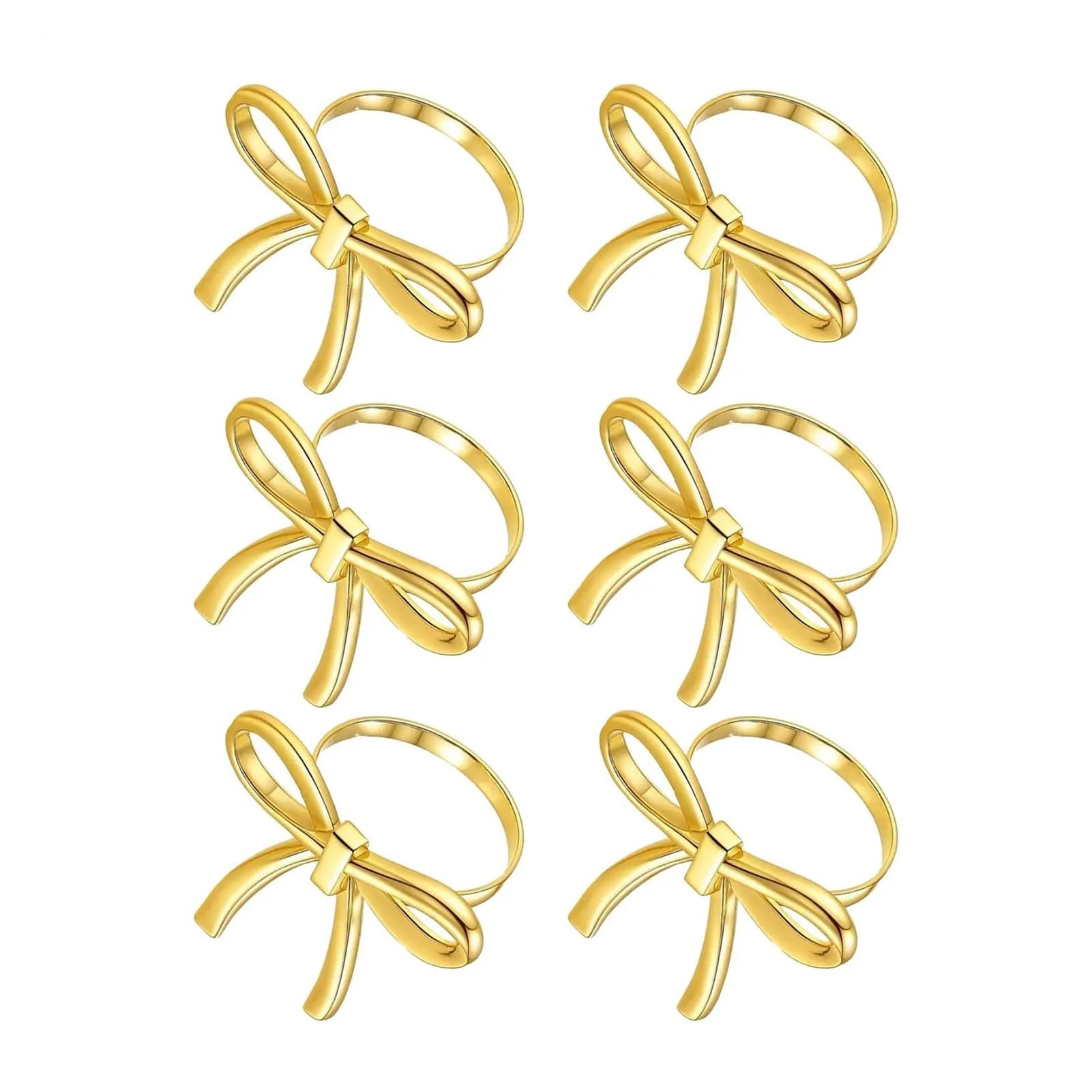 16Pcs Gold Bow Napkin Rings for Wedding Easter Dining Table Decor