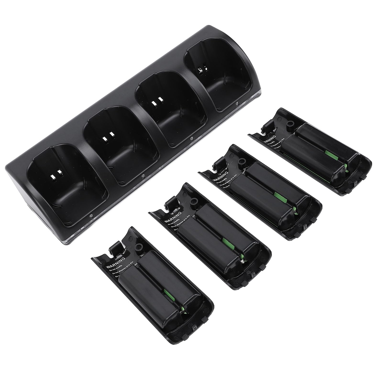 lyrlody Station de Chargement à Distance Station de Chargement pour Contrôleur ABS avec 4 Piles Rechargeables de 2800 MAh Charge 5 V pour 4 Contrôleurs Salles de Jeux Familiales et Joueurs (Black)