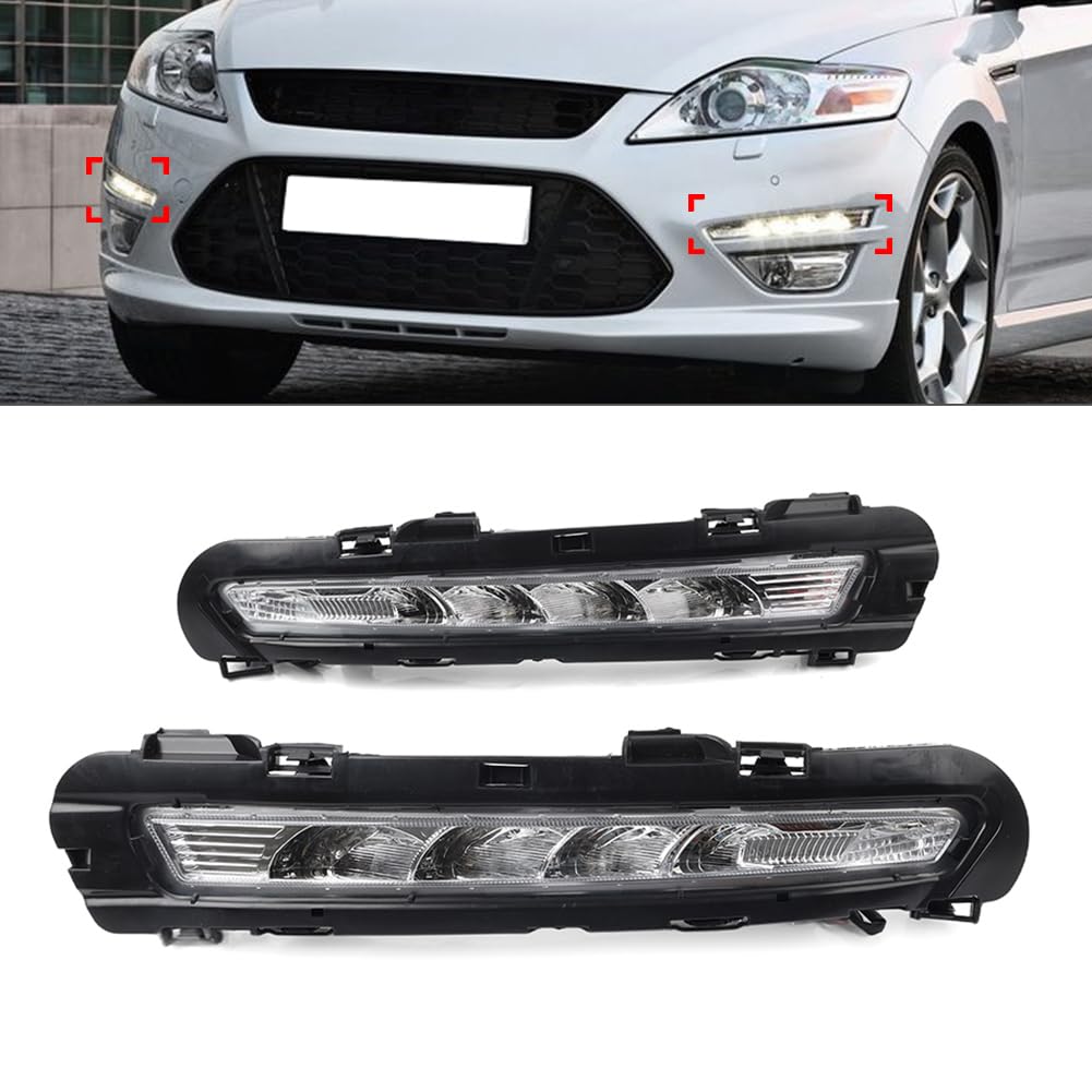 Cnswee6 2 Pcs Daytime Running Lights Front Fog Light Driving Lamps ABS White for Ford Mondeo 2011-2013