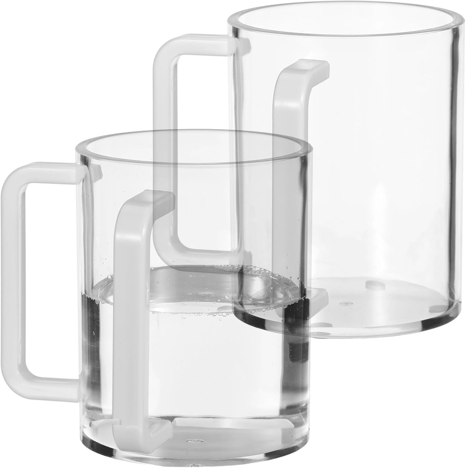 2 PCS Judaica Hand Washing Cup with Dual Handles, Clear Acrylic Netilat Yadayim Cup with Non Slip Pads for Jewish Ritual, Sabbath, Morning Cleansing, Holiday Prayer, Festival Table