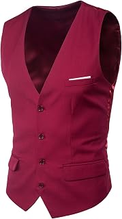 Men's V-Neck Slim Fit Solid Formal Suit Vest Lightweight for Wedding, Prom, Business Men's Tops Set