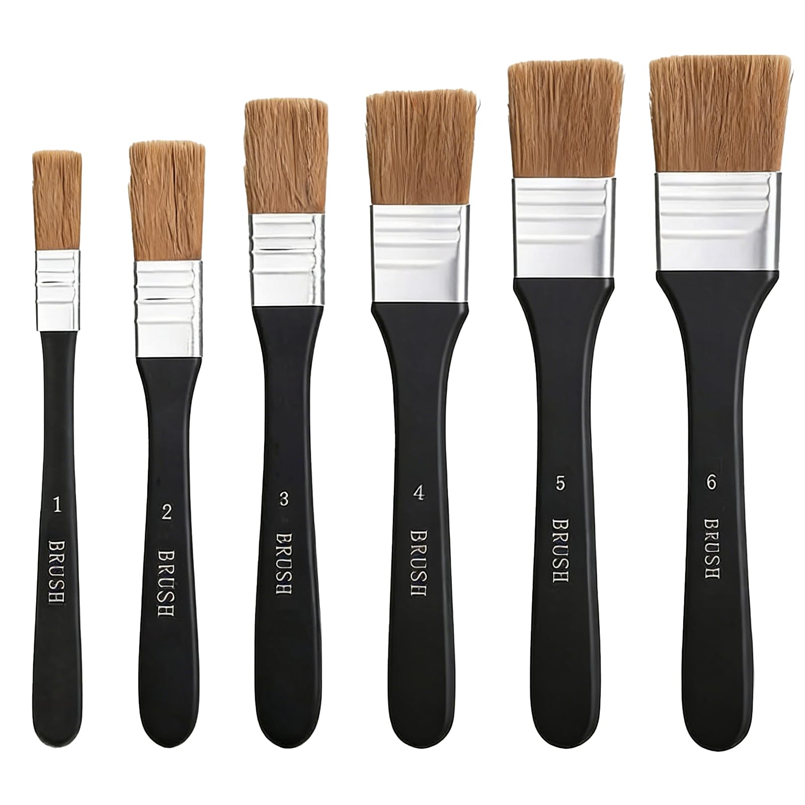 Wide Flat Paint Brushes 6 Pack – Gesso & Varnish Brush Set – Acrylic Oil Watercolor Artist Brushes – Large Flat Canvas Painting Brushes for Art Projects