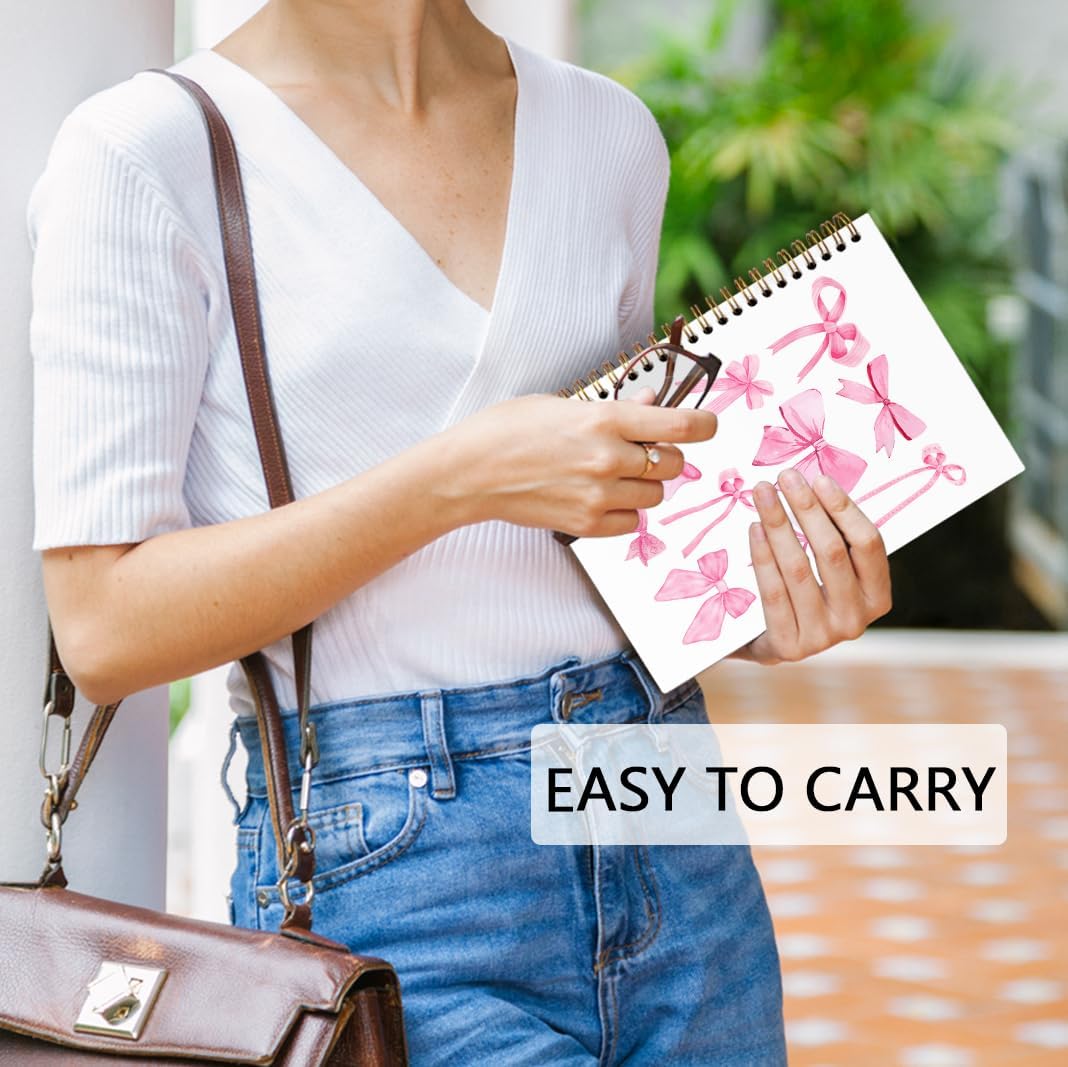 dvhdajed Coquette Pink Bow Spiral Notebook, Preppy Girly Journaling Notebooks, Preppy Bow Spiral Journal for Girls Women Teen Girls, Pink Girly Office School Supplies Gifts, 5.5x8.3 In - Image 6