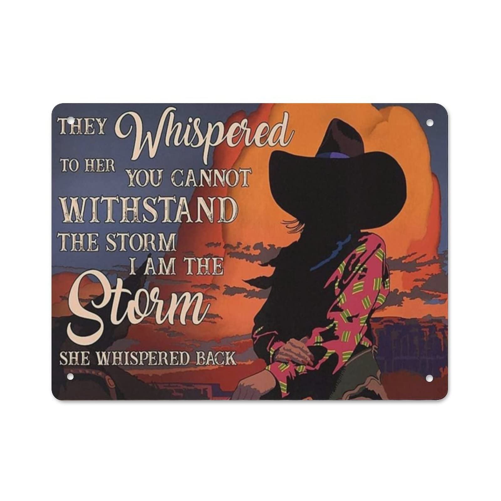 AOOEDM The Cowgirl I Am The Storm Vintage Tin Sign Metal Tin Signs for Man Cave Funny Art Wall Plaque Kitchen Bar Pub Coffee Shop Wall Decor