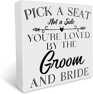 Pick A Seat Not A Side Groom Loved Wedding Rustic Wooden Box Sign Home Wall Decor 5×5 in