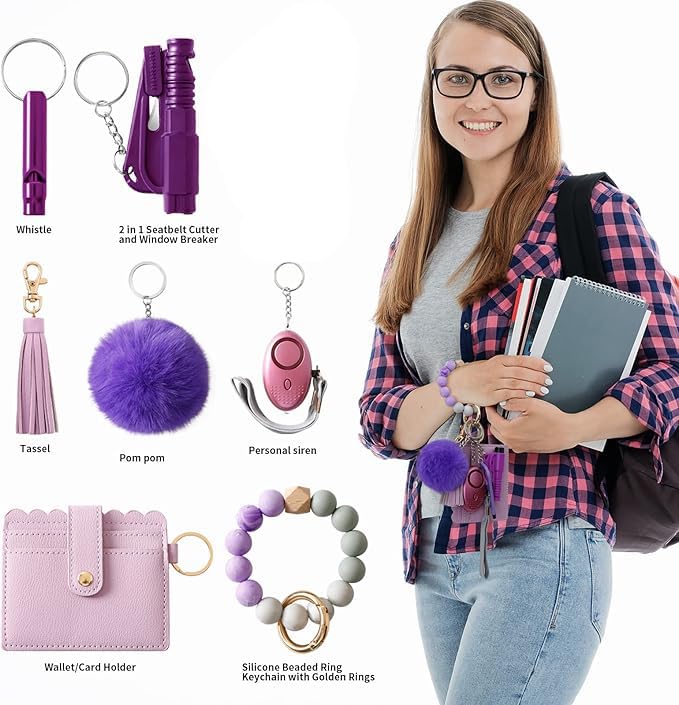 Image of Araafur Wristlet Keychain Set with Wallet Card Holder and Pom pom Airtag Keychain Accessories for Women