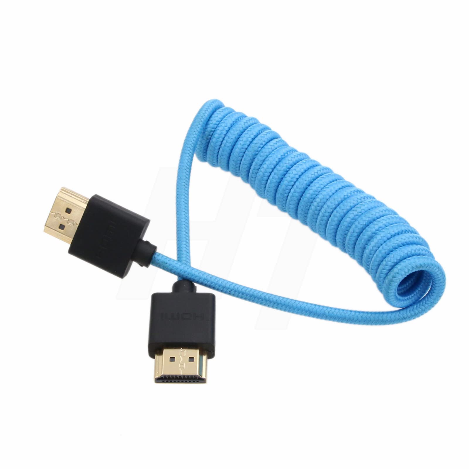 8K HDMI Coiled Cable Left Angle For Camera Monitor - Compatible With ZCAM Sony Canon Nikon