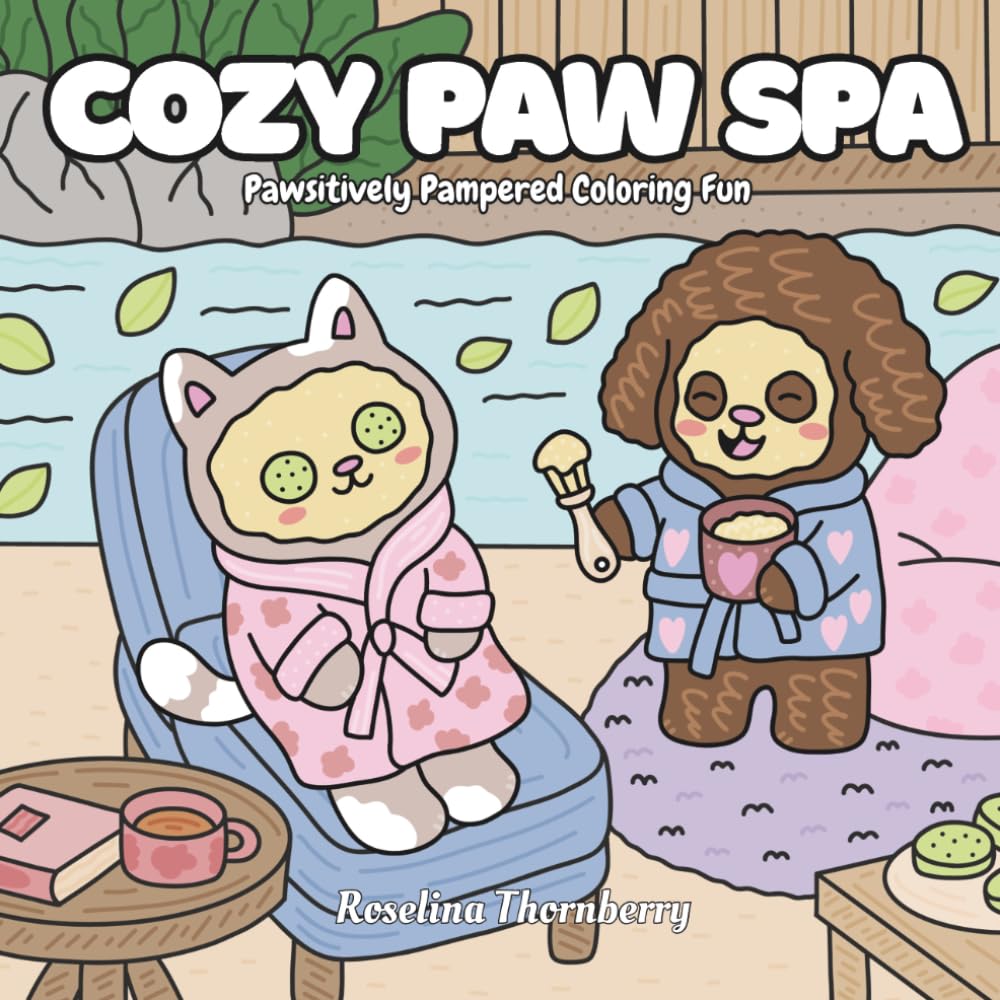 Cozy Paw Spa: Pawsitively Pampered Coloring Fun