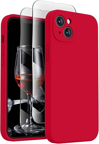 FireNova Funda para iPhone 14 Pro, funda de silicona mejorada protección de cámara con 2 protectores de pantalla, forro interior de microfibra suave