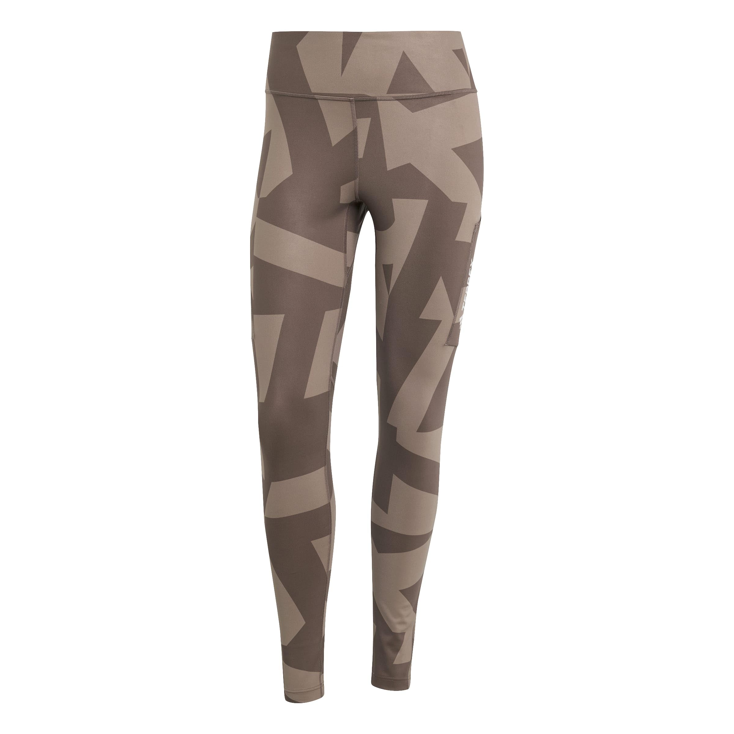 adidas Women's Terrex Multi Printed Tights, Trace Brown/Earth strata, 10